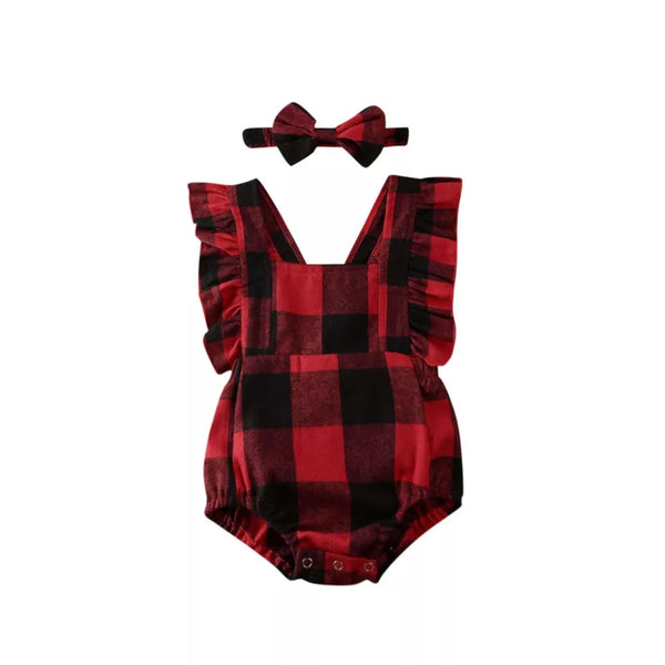 Plaid Romper with Bow