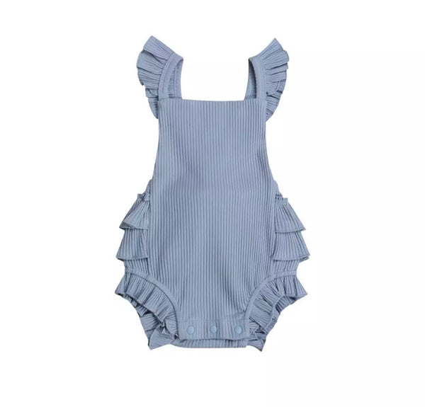 Blue Ruffled Romper